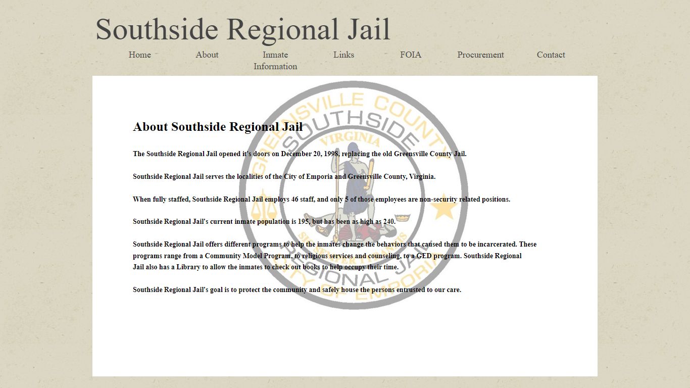 About Southside Regional Jail