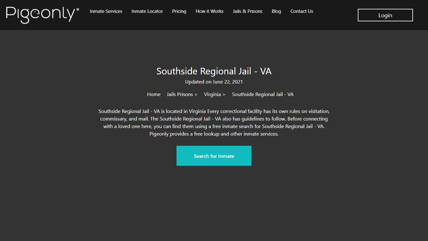 Southside Regional Jail - VA Inmate Search | Virginia