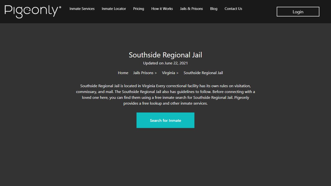 Southside Regional Jail Inmate Search | Virginia - Pigeonly